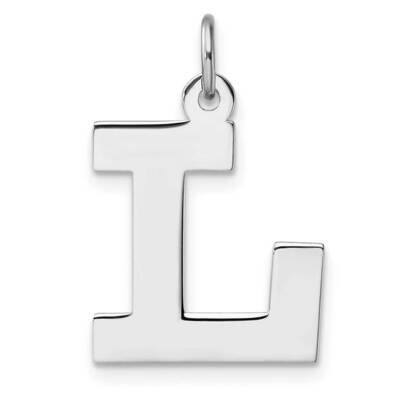 Large Block Letter L Initial Charm Sterling Silver Rhodium-Plated QC11255L, MPN: QC11255L,