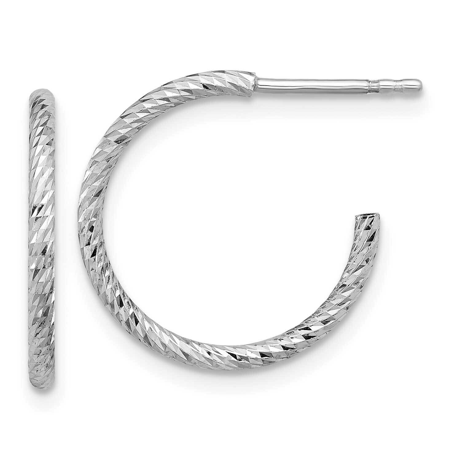 Diamond-Cut Hollow Tube C-Hoop Earrings Sterling Silver Rhodium-Plated QE16991, MPN: QE16991,