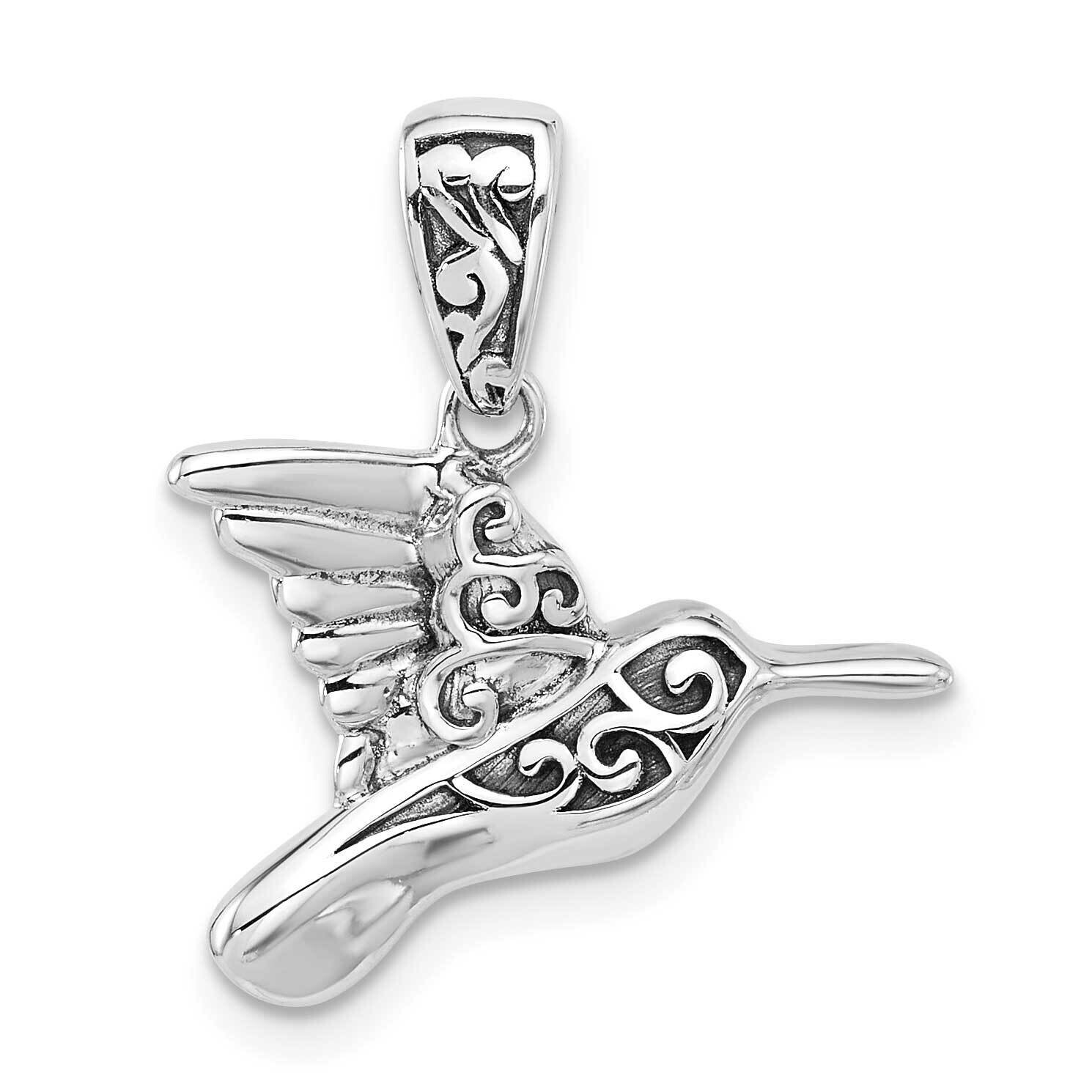 Oxidized Hummingbird Pendant Sterling Silver Rhodium-Plated QC11338, MPN: QC11338,