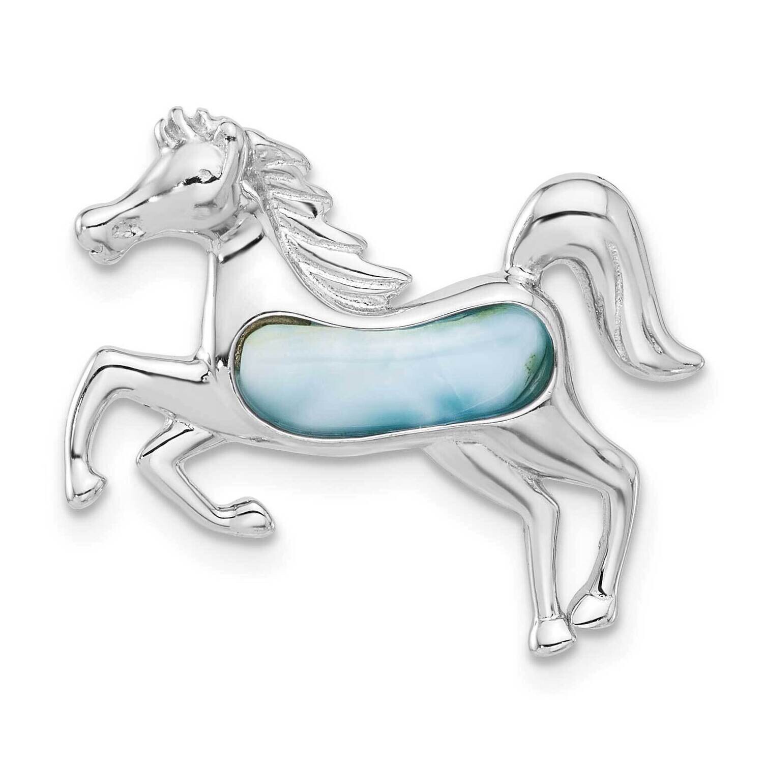 Larimar Horse Chain Slide Sterling Silver Rhodium-Plated QC11346, MPN: QC11346,