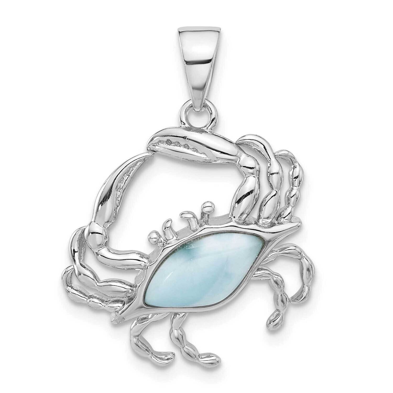 Larimar Crab Pendant Sterling Silver Rhodium-Plated QC11368, MPN: QC11368,