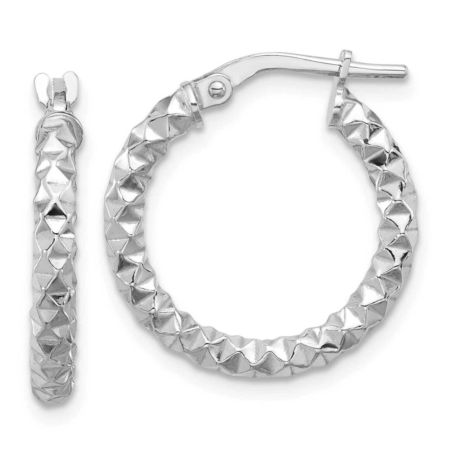 Polished Textured 2.50mm Hoop Earrings Sterling Silver Rhodium-Plated QE16777, MPN: QE16777,