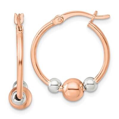 Rose-Tone Polished Beaded Hoop Earrings Sterling Silver QE16852, MPN: QE16852,
