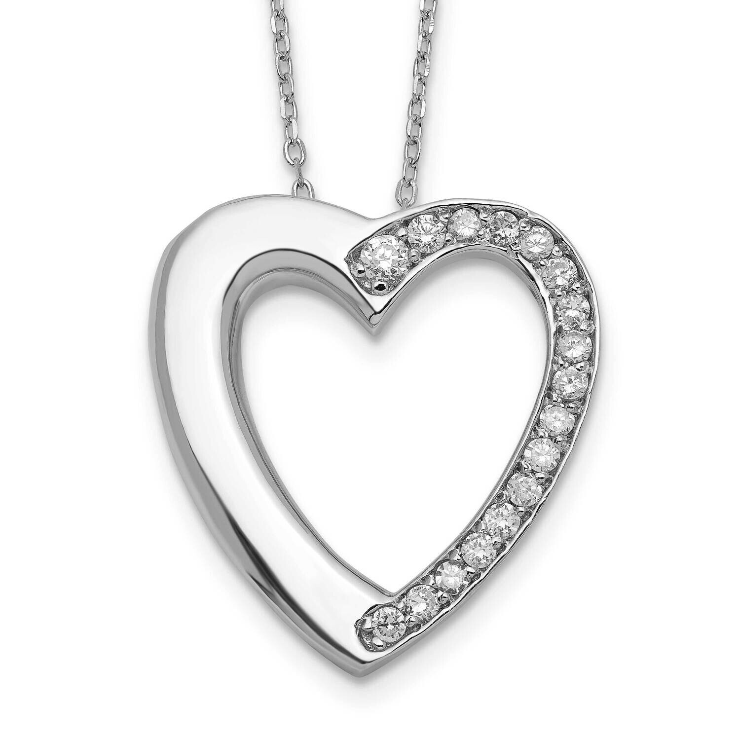 CZ Heart Ash Holder 18 Inch Necklace Sterling Silver Rhodium-Plated QC9742-18, MPN: QC9742-18, 1911…
