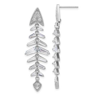 Cheryl M Brilliant-Cut Tapered Baguette-Cut CZ Post Dangle Earrings Sterling Silver Rhodium-Plated …