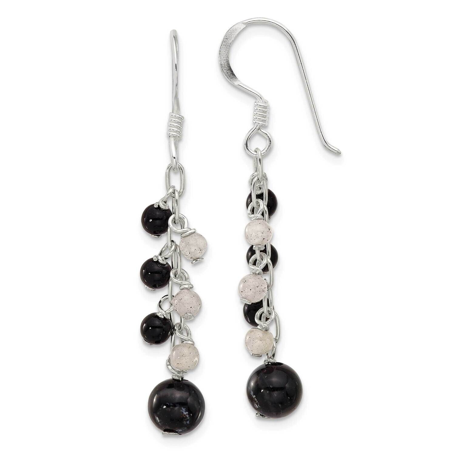 Agate Labradorite Quartz Shepherd Hook Earrings Sterling Silver QE16684, MPN: QE16684,