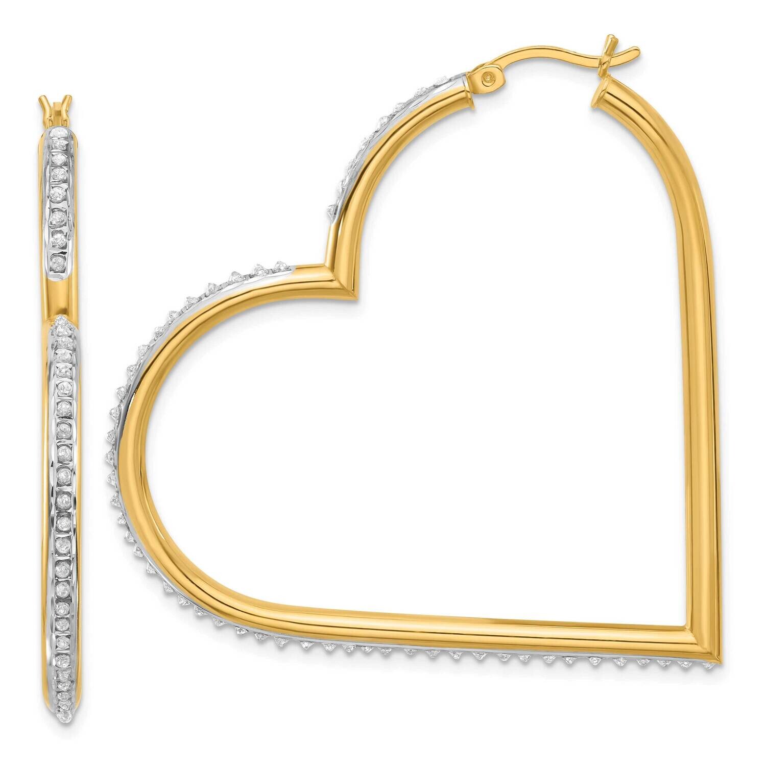 18K Gold-Plated Diamond Mystique Heart Hoop Earrings Sterling Silver QDF200