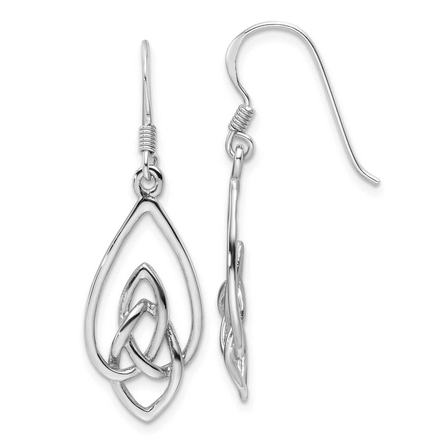 Polished Dangle Celtic Knot Design Earrings Sterling Silver Rhodium-Plated QE17676, MPN: QE17676,