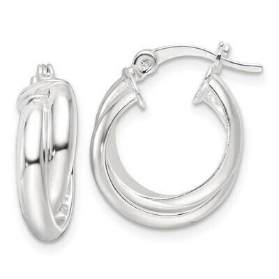 Twisted Double Hoop Earrings Sterling Silver Polished QE16858, MPN: QE16858,