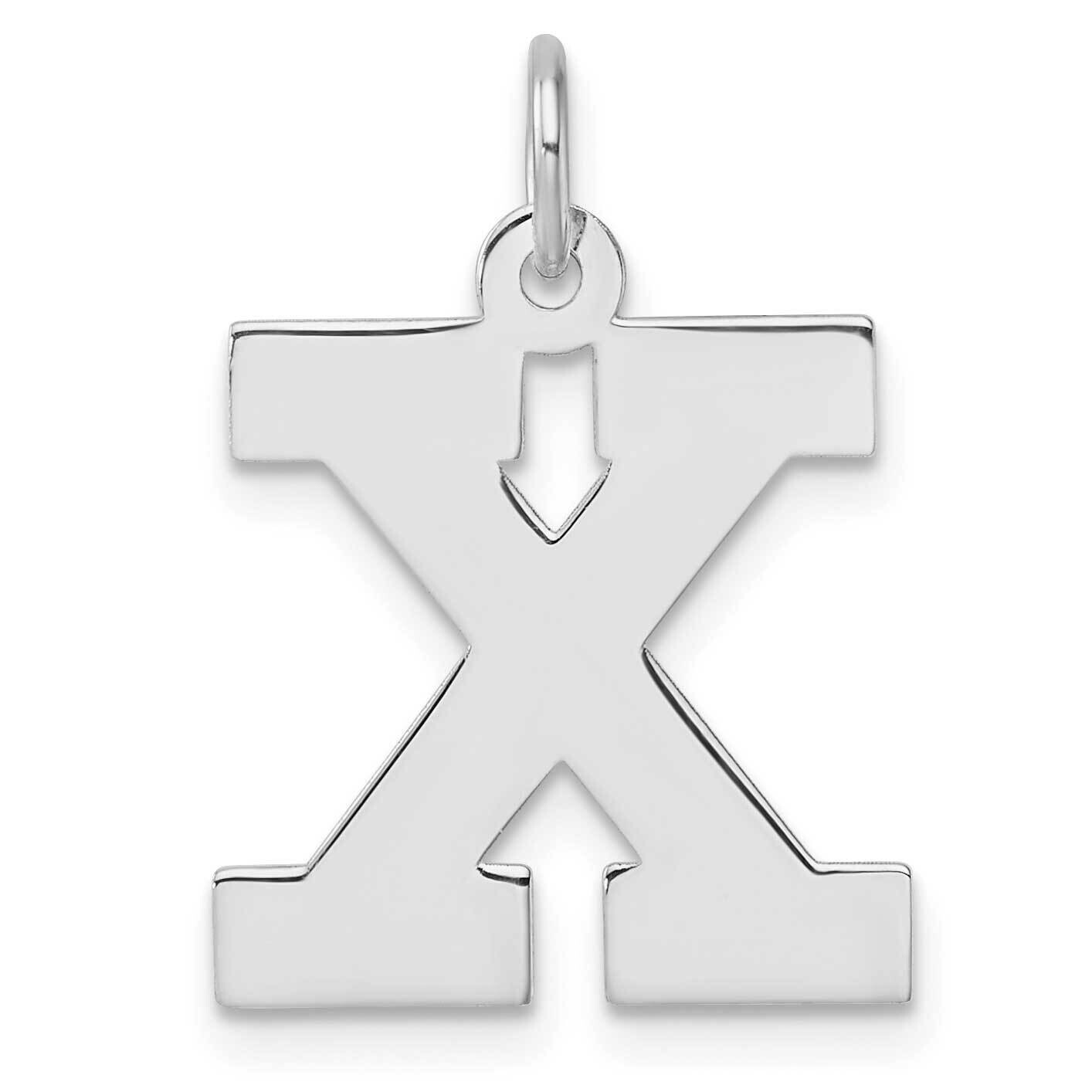 Large Block Letter X Initial Charm Sterling Silver Rhodium-Plated QC11255X, MPN: QC11255X,