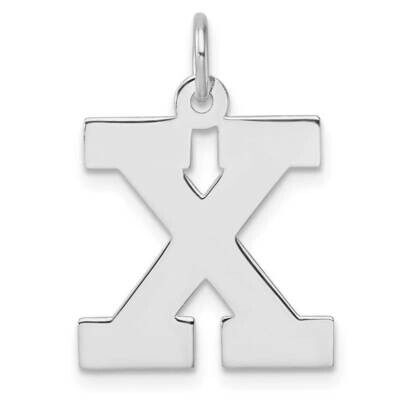Large Block Letter X Initial Charm Sterling Silver Rhodium-Plated QC11255X, MPN: QC11255X,