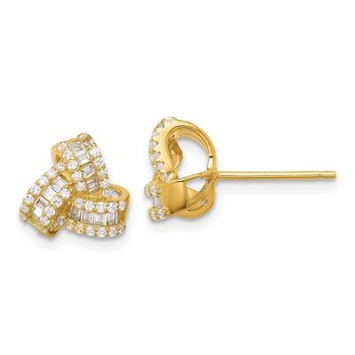 Gold-Tone CZ Love Knot Post Earrings Sterling Silver QE17477GP, MPN: QE17477GP,