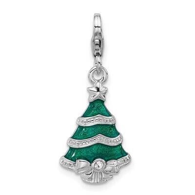 Amore La Vita Rh-Plated Enameled Swarov Crystal Christmas Tree Charm Sterling Silver QCC1296, MPN: …