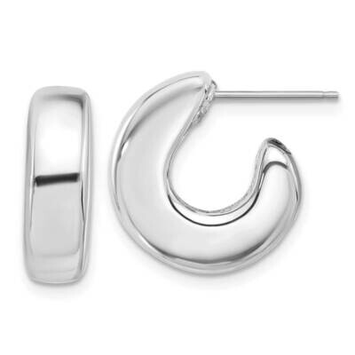 Polished C-Hoop Post Earrings Sterling Silver Rhodium-Plated QE16982, MPN: QE16982,