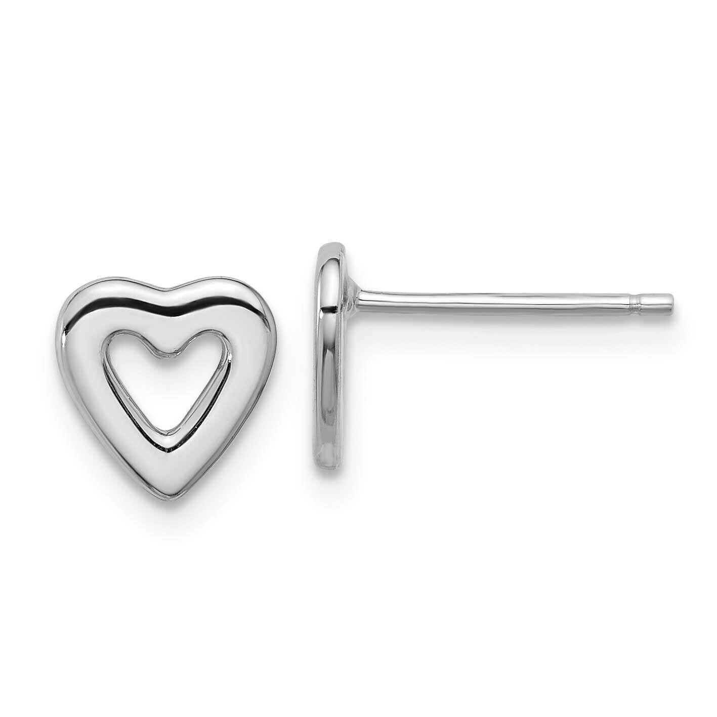 Open Heart Post Earrings Sterling Silver Rhodium-Plated QE17486, MPN: QE17486,