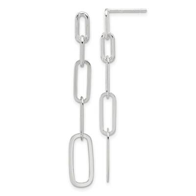 E-Coated Paperclip Link Post Dangle Earrings Sterling Silver QE17047, MPN: QE17047,