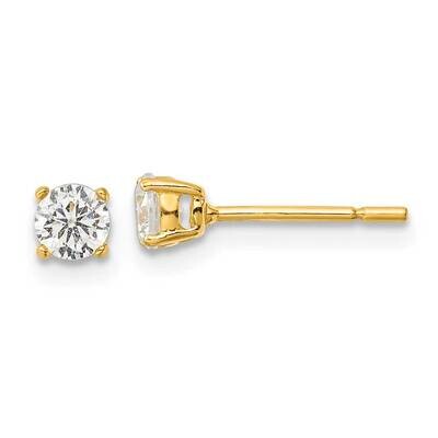 Gold-Tone Polished 4mm CZ Post Earrings Sterling Silver QE12182GP, MPN: QE12182GP,