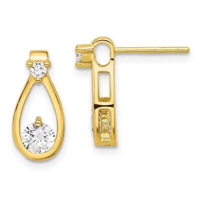 Gold-Tone Polished CZ Teardrop Post Earrings Sterling Silver QE17134GP, MPN: QE17134GP,