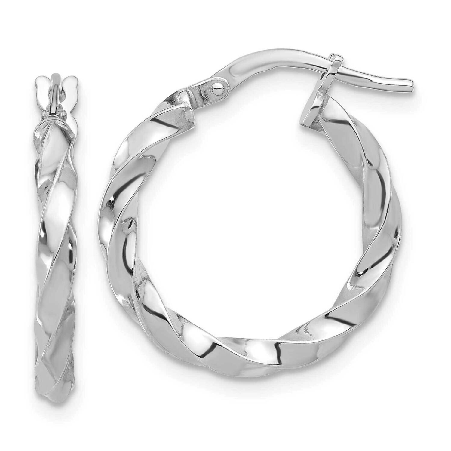 Polished Twisted Hoop Earrings Sterling Silver Rhodium-Plated QE16824, MPN: QE16824,
