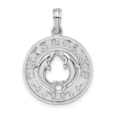 Textured Turks Caicos Dolphins Pendant Sterling Silver QC9893, MPN: QC9893, 637218147052