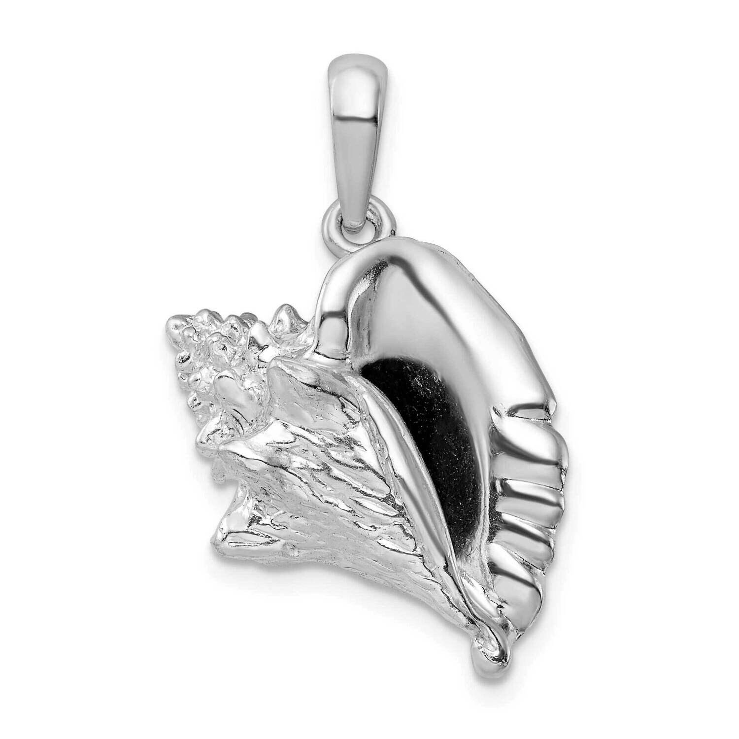 3D Large Conch Shell Pendant Sterling Silver Polished QC9905