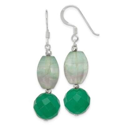Aventurine &amp; Fluorite Dangle Earrings Sterling Silver Polished QE17359, MPN: QE17359,