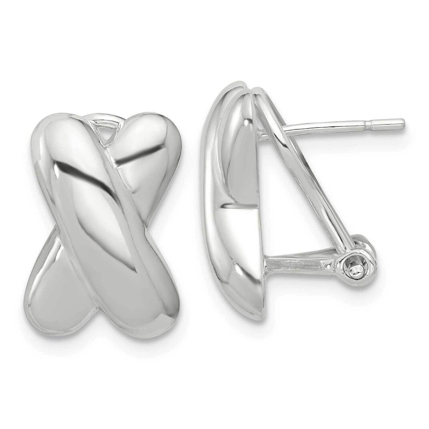 X Design Omega Back Earrings Sterling Silver Polished QE16943