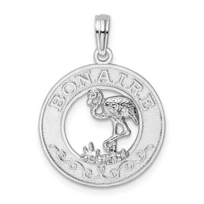 Bonaire Circle Flamingo Pendant Sterling Silver Polished QC9953, MPN: QC9953, 637218151110