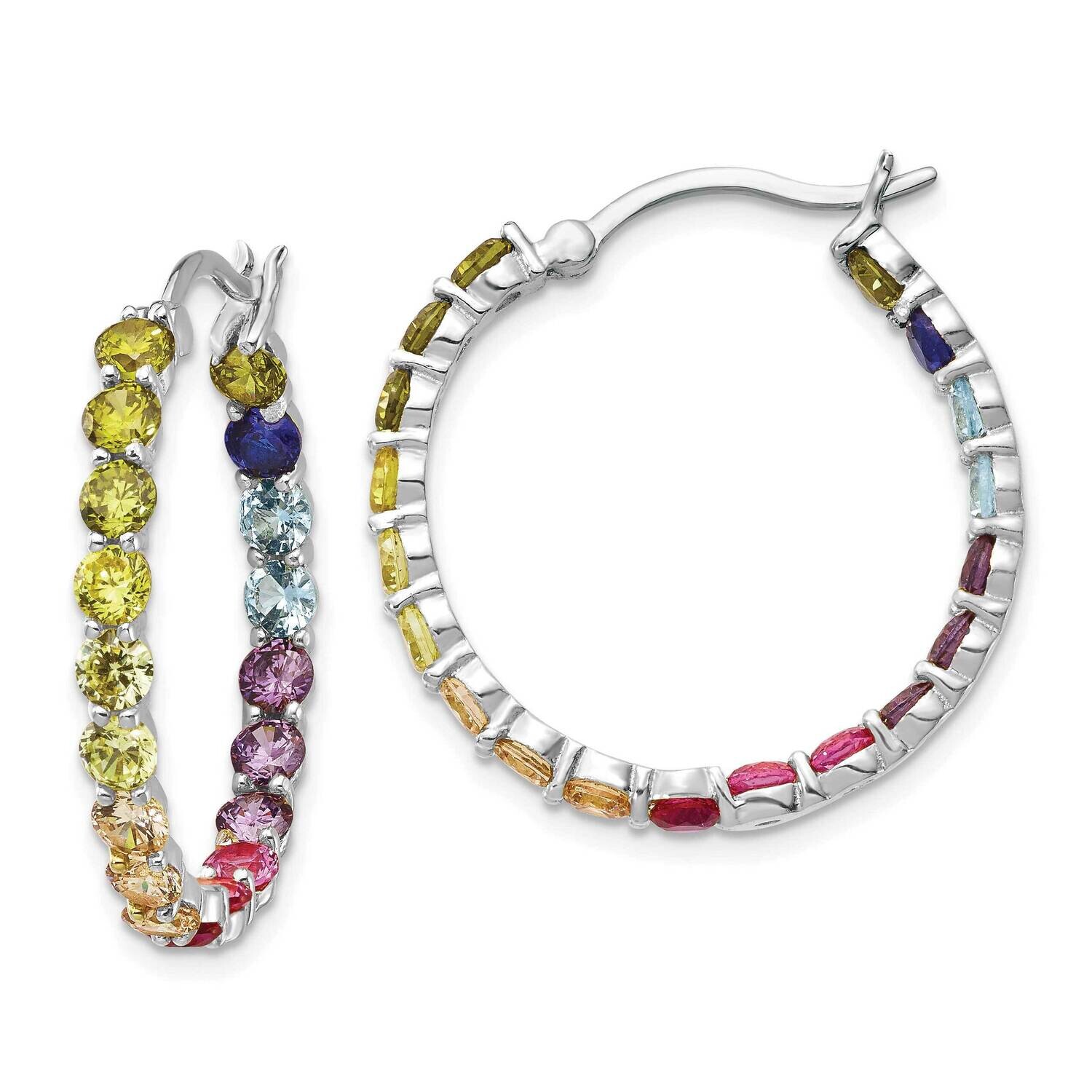 Prizma In Out 3mm Colorful CZ Hoop Earrings Sterling Silver Rhodium-Plated QE14456, MPN: QE14456, 1…