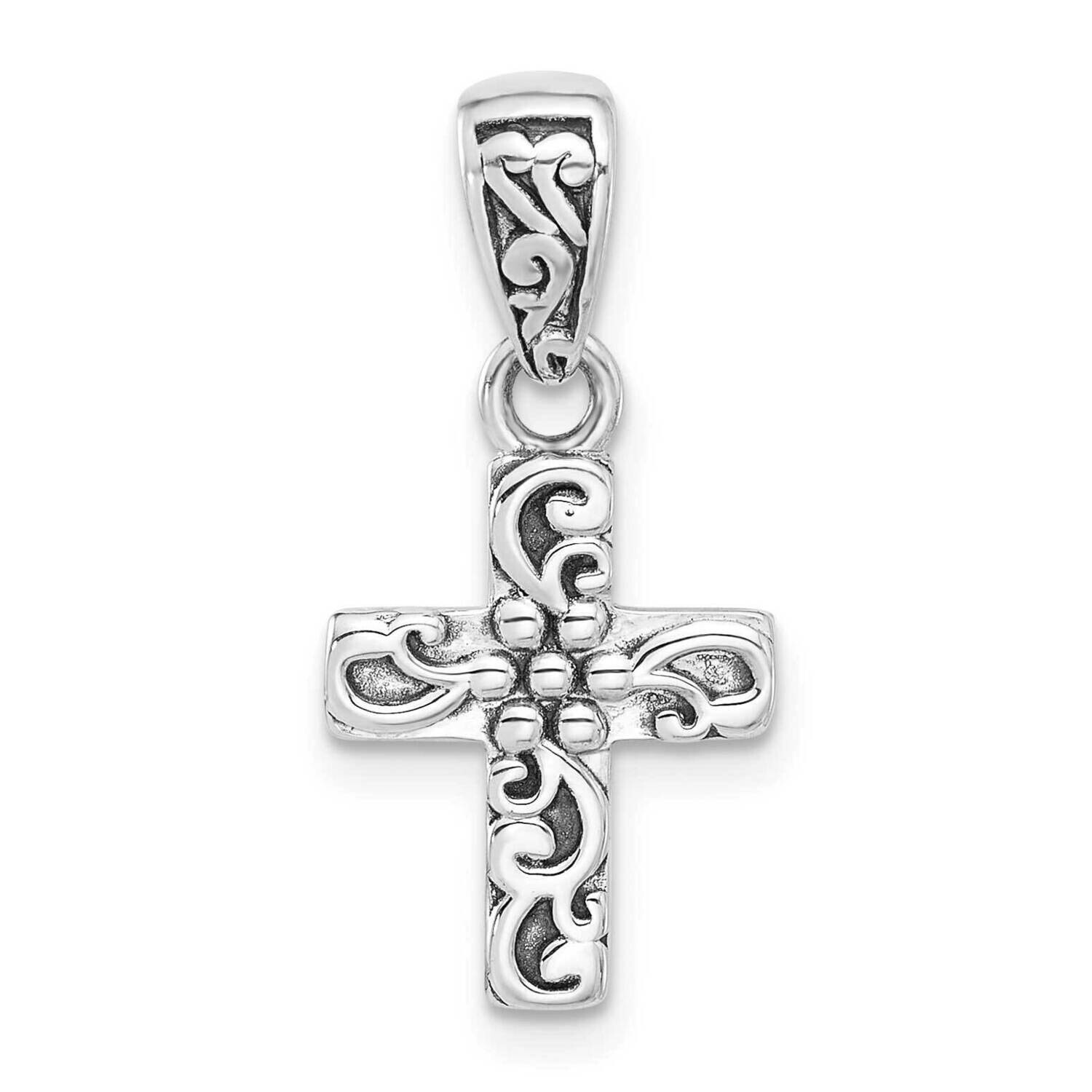 Oxidized Small Cross Pendant Sterling Silver Rhodium-Plated QC11402 by Men&#39;s Jewelry and Accessorie…