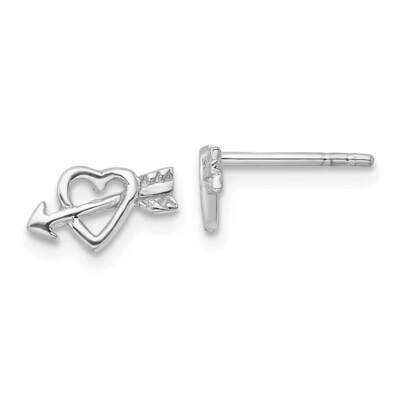 Heart Arrow Post Earrings Sterling Silver Rhodium-Plated QE17491, MPN: QE17491,