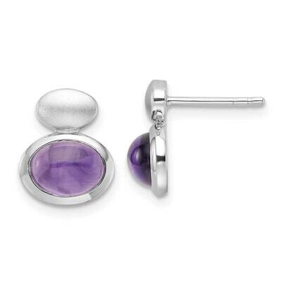 Rh-Plated Brushed/Polished Amethyst Earrings Sterling Silver QE16771, MPN: QE16771,