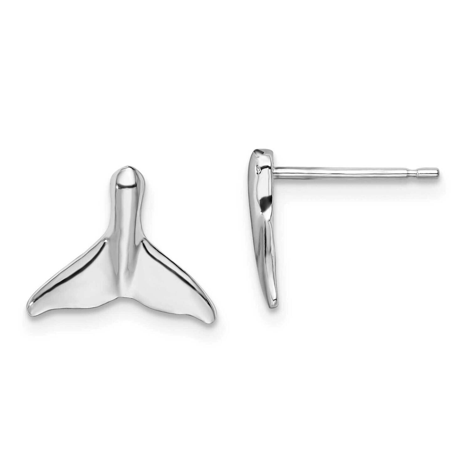 Whale Tail Post Earrings Sterling Silver Polished QE15517, MPN: QE15517, 637218179954