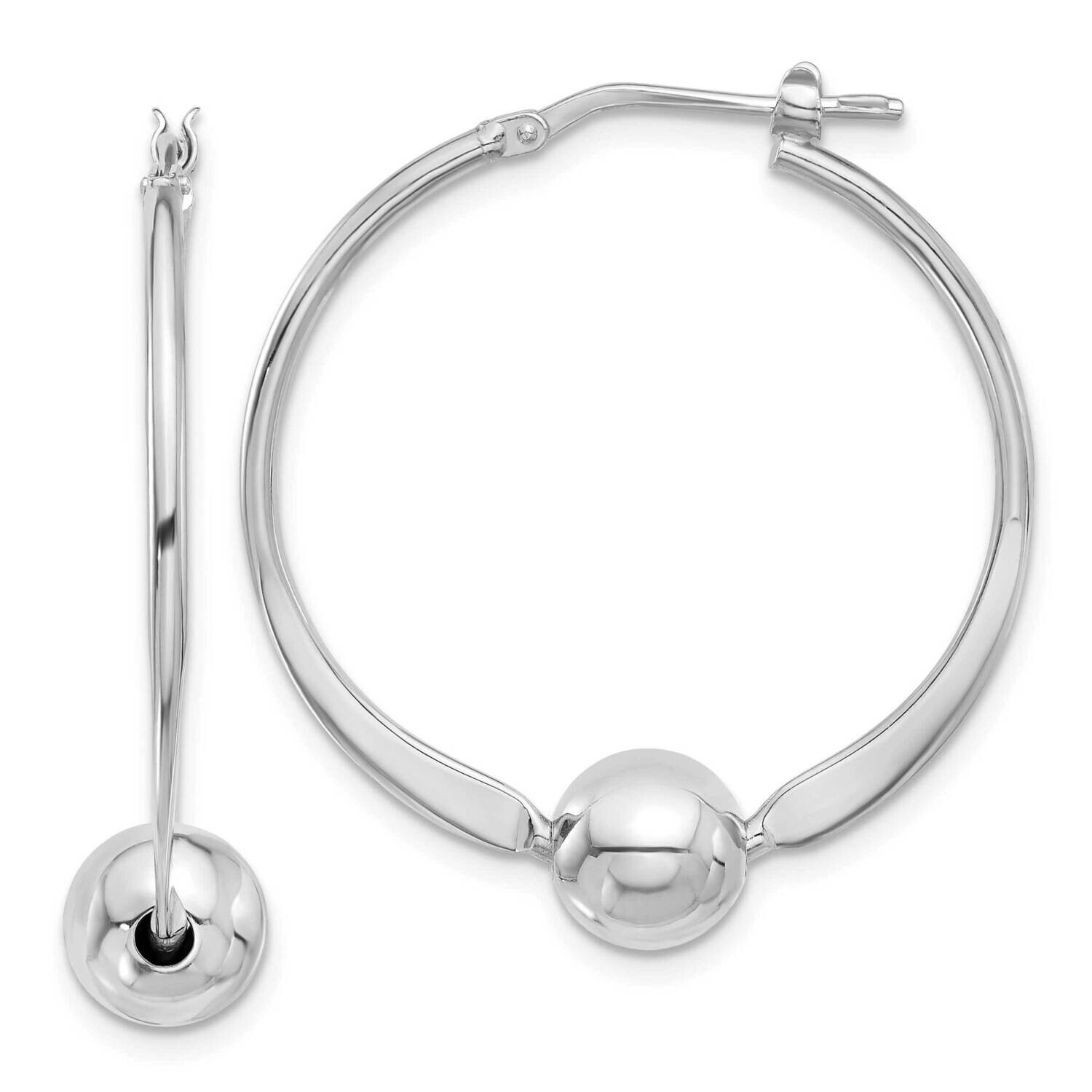 Rhod-Plated Polished Ball Small Round Hoop Earrings Sterling Silver QE16891, MPN: QE16891,