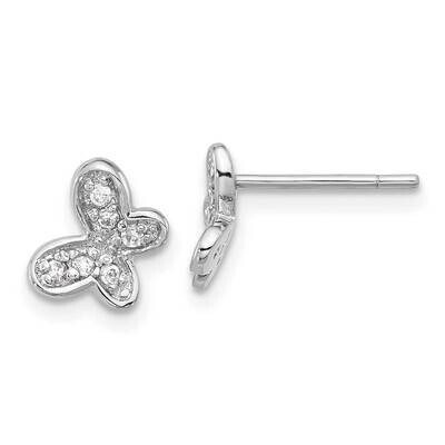 CZ Butterfly Post Earrings Sterling Silver Rhodium-Plated QE17662, MPN: QE17662,