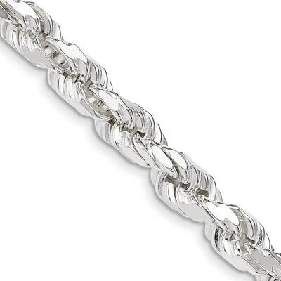 7mm Diamond-Cut Polished 8 Sides Rope Chain 8 Inch Sterling Silver QDC140-8, MPN: QDC140-8,