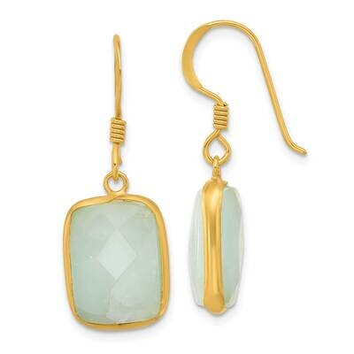 Gold-Plated Polished Rectangular Amazonite Dangle Earrings Sterling Silver QE17345, MPN: QE17345,