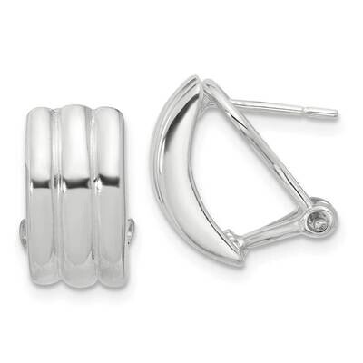 Striped Texture Omega Back Earrings Sterling Silver Polished QE16940, MPN: QE16940,