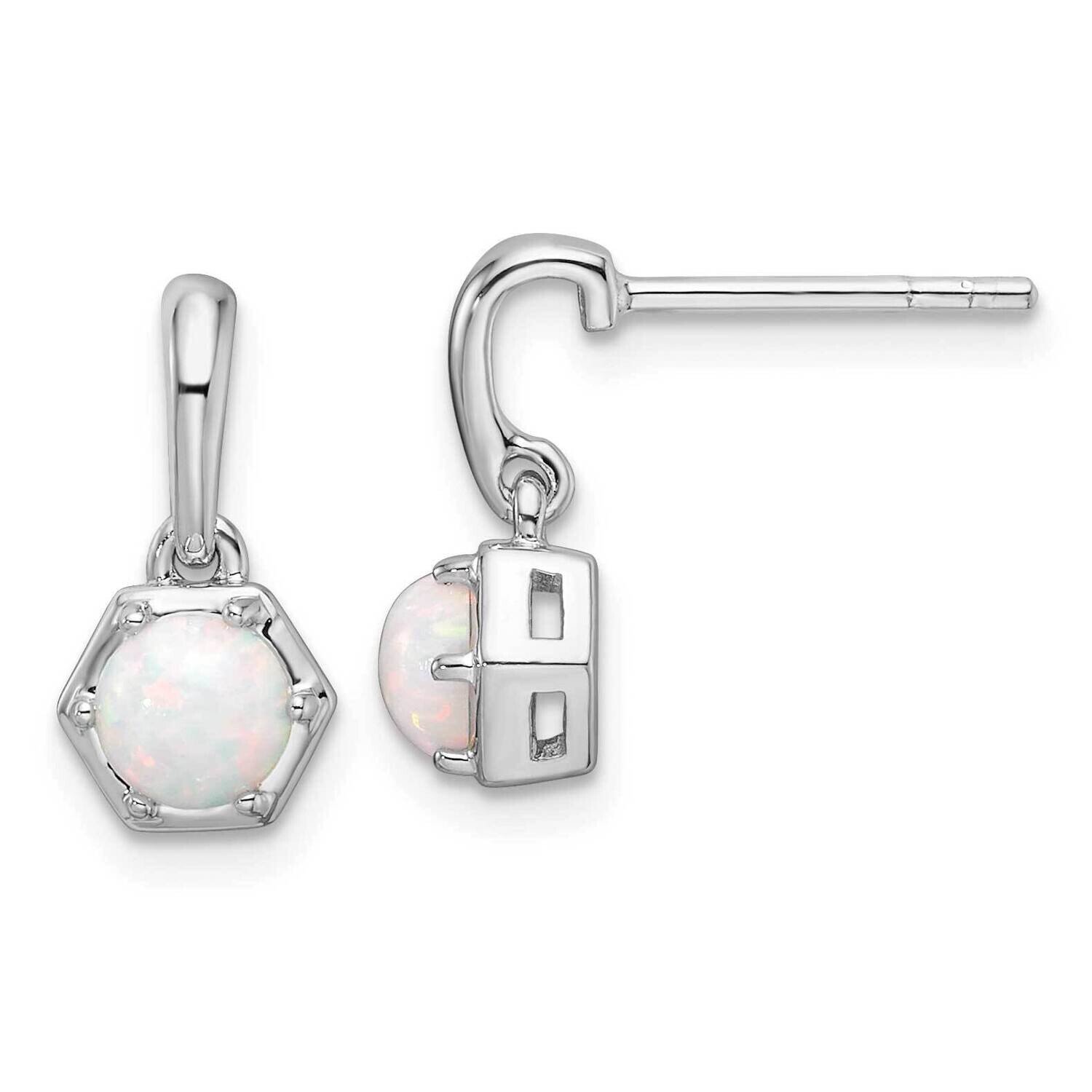 Polished Created Opal Dangle Post Earrings Sterling Silver Rhodium-Plated QE17764, MPN: QE17764,
