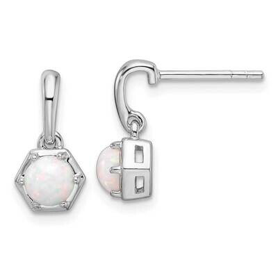 Polished Created Opal Dangle Post Earrings Sterling Silver Rhodium-Plated QE17764, MPN: QE17764,