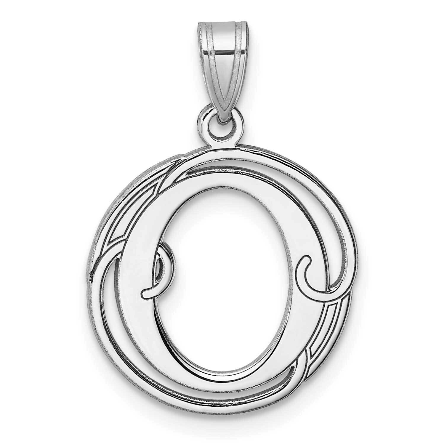 Small Fancy Script Letter O Initial Pendant Sterling Silver Rhodium-Plated QC11257O, MPN: QC11257O,