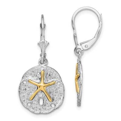 Sterling Silver Polish SDollar Starfish Leverback Earrings 14k Gold QE15545G, MPN: QE15545G, 637218…