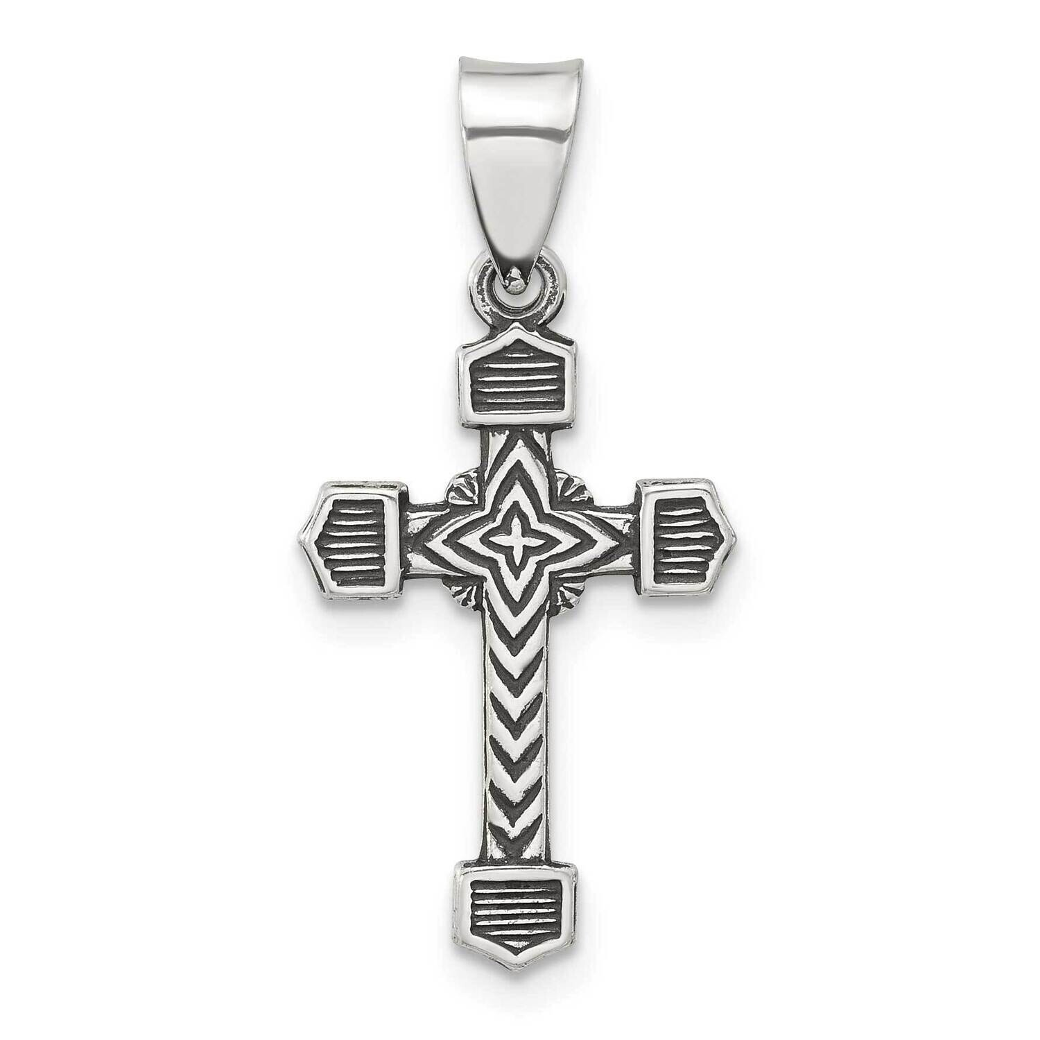 Antiqued Solid Textured Budded Cross Pendant Sterling Silver QC11452 by Men&#39;s Jewelry and Accessori…