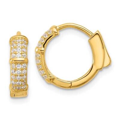 Gold-Tone 4mm CZ Hinged Huggie Hoop Earrings Sterling Silver QE17203GP, MPN: QE17203GP,