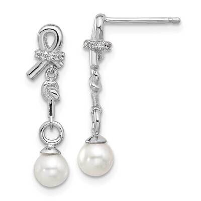 Cheryl M Freshwater Cultured Pearl &amp; CZ Post Dangle Earrings Sterling Silver Rhodium-Plated QCM1621…