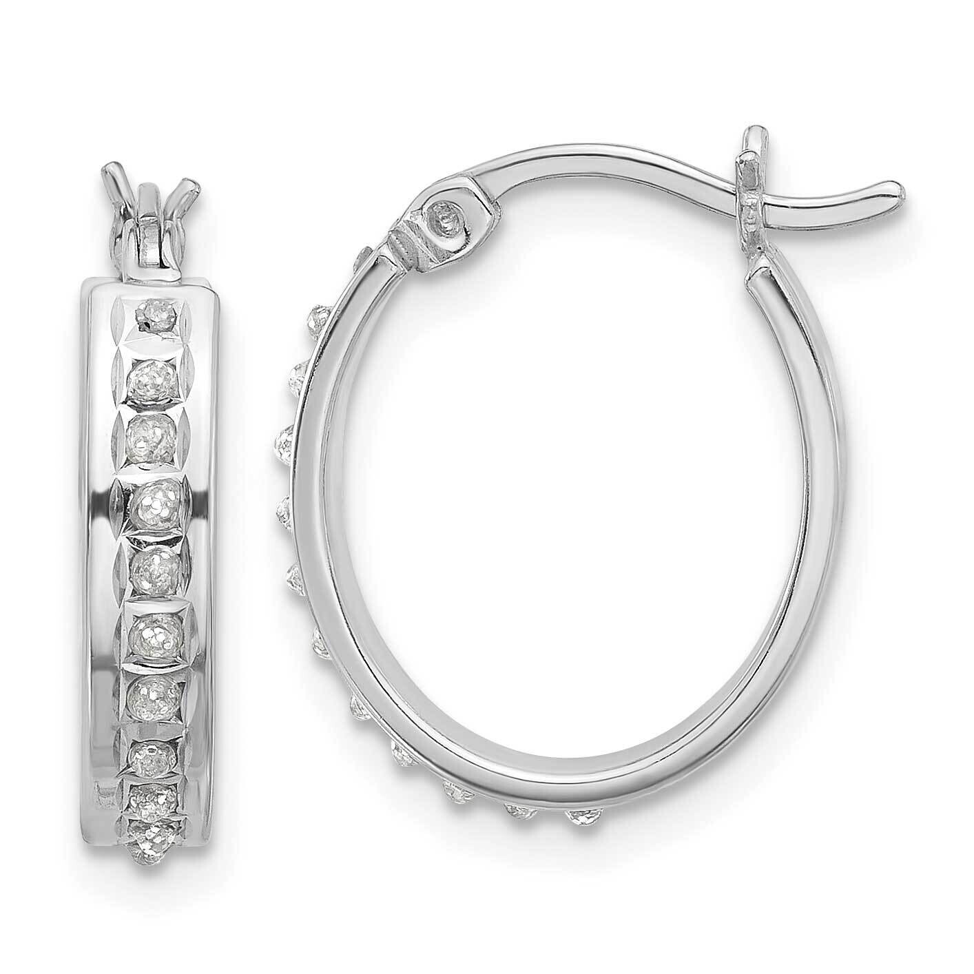 Platinum-Plated Diamond Mystique Oval Hoop Earrings Sterling Silver QDF206, MPN: QDF206,