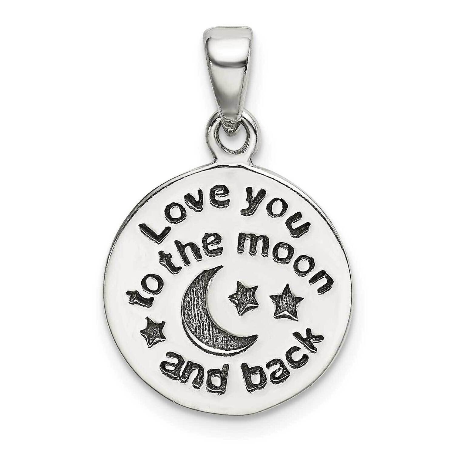 Love You To The Moon Antiqued Star Moon Pendant Sterling Silver QC9762, MPN: QC9762,