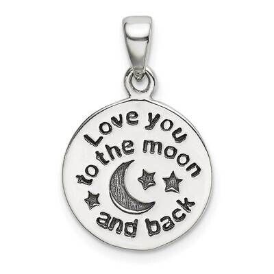 Love You To The Moon Antiqued Star Moon Pendant Sterling Silver QC9762, MPN: QC9762,
