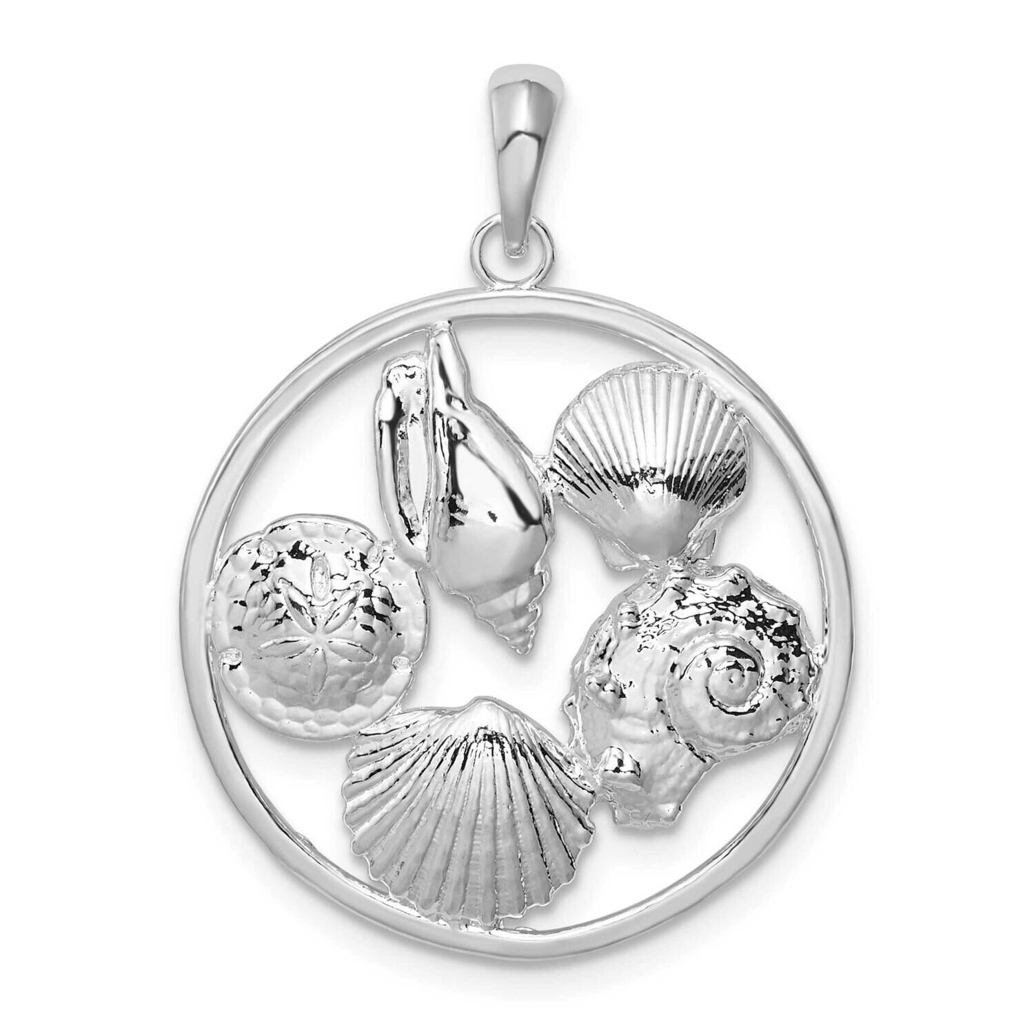 Shells Round Pendant Sterling Silver Polished QC9820, MPN: QC9820, 637218145904