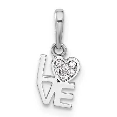 CZ Love Pendant Sterling Silver Rhodium-Plated QC11297, MPN: QC11297,